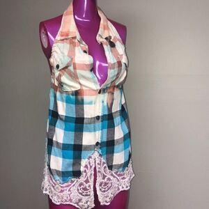 Vintage with Lisa reconstructed halter flannel
